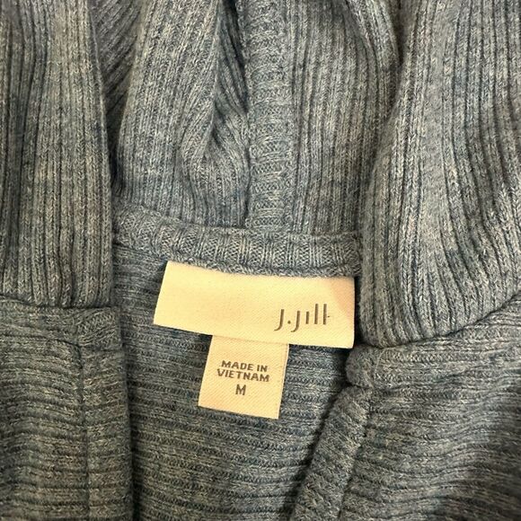 J. JILL Hooded Ribbed Knit Tunic Sweater Long Sleeve in Blue - Picture 6 of 9